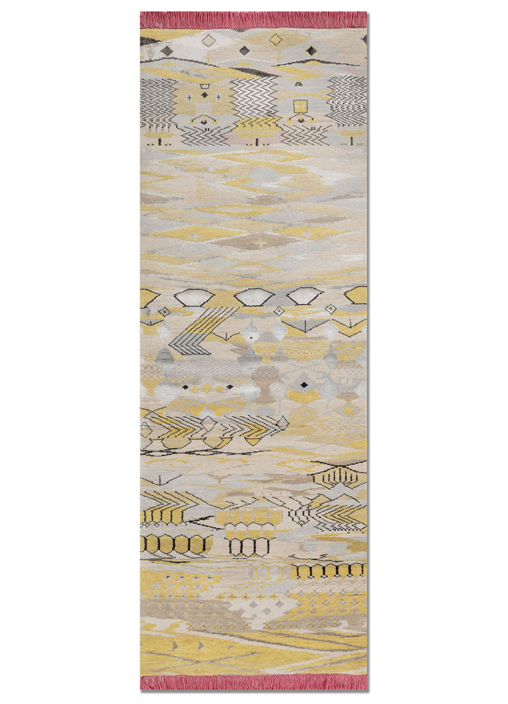 manchaha ivory wool and bamboo silk hand knotted Rug - HeadShot