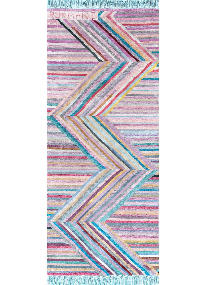 manchaha pink and purple wool and bamboo silk hand knotted Rug - HeadShot