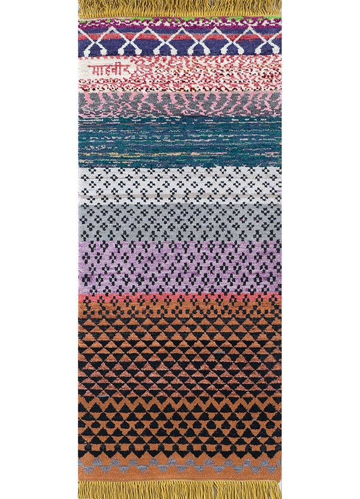 manchaha pink and purple wool and bamboo silk hand knotted Rug - HeadShot