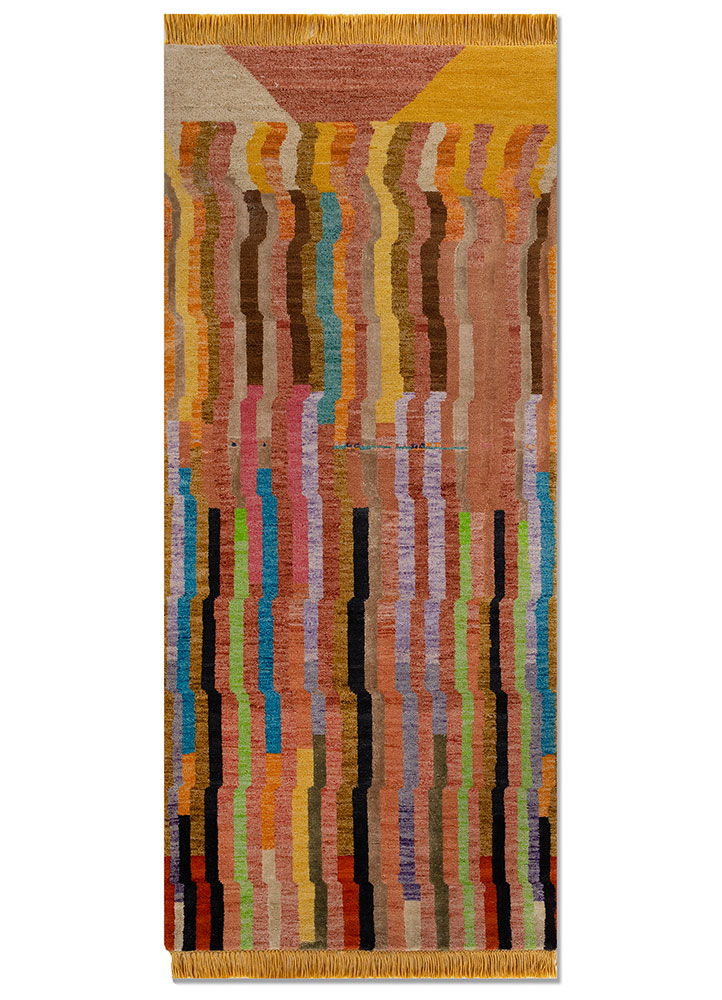 manchaha pink and purple wool and bamboo silk hand knotted Rug - HeadShot