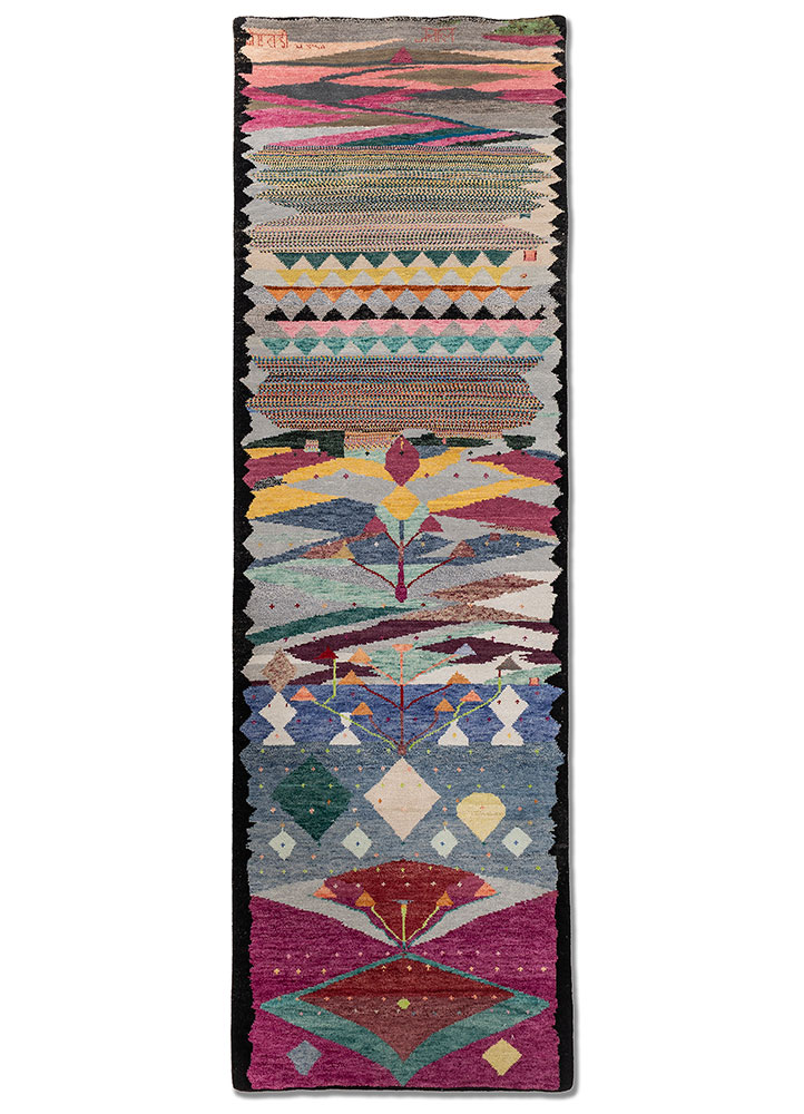 manchaha red and orange wool and bamboo silk hand knotted Rug - HeadShot