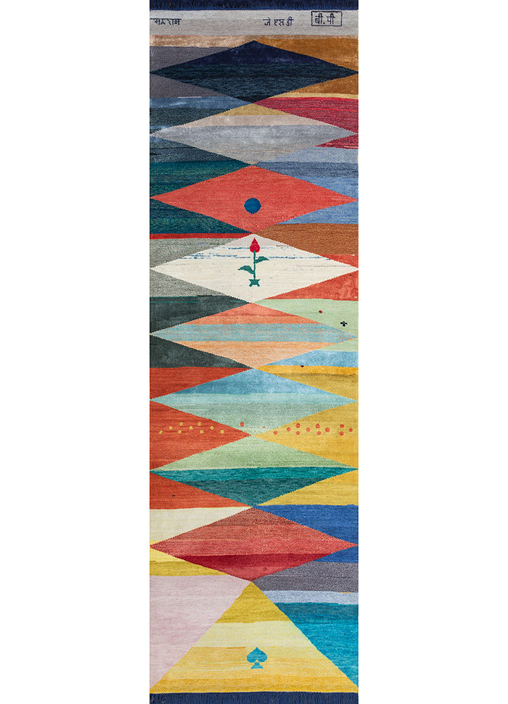 freedom manchaha blue wool and bamboo silk hand knotted Rug - HeadShot