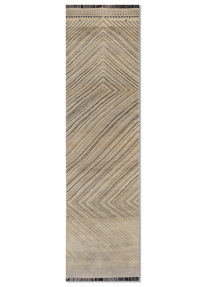 manchaha grey and black wool and bamboo silk hand knotted Rug - HeadShot