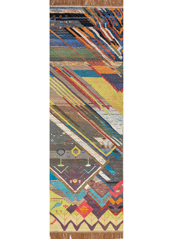 manchaha beige and brown wool and bamboo silk hand knotted Rug - HeadShot