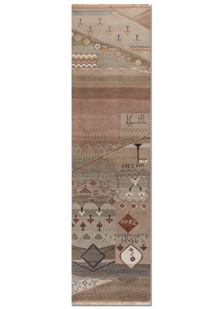 manchaha red and orange wool and bamboo silk hand knotted Rug - HeadShot