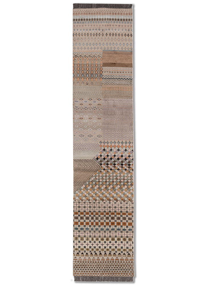 manchaha ivory wool and bamboo silk hand knotted Rug - HeadShot