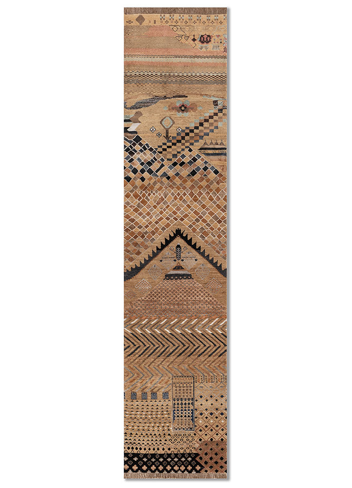 manchaha gold wool and bamboo silk hand knotted Rug - HeadShot