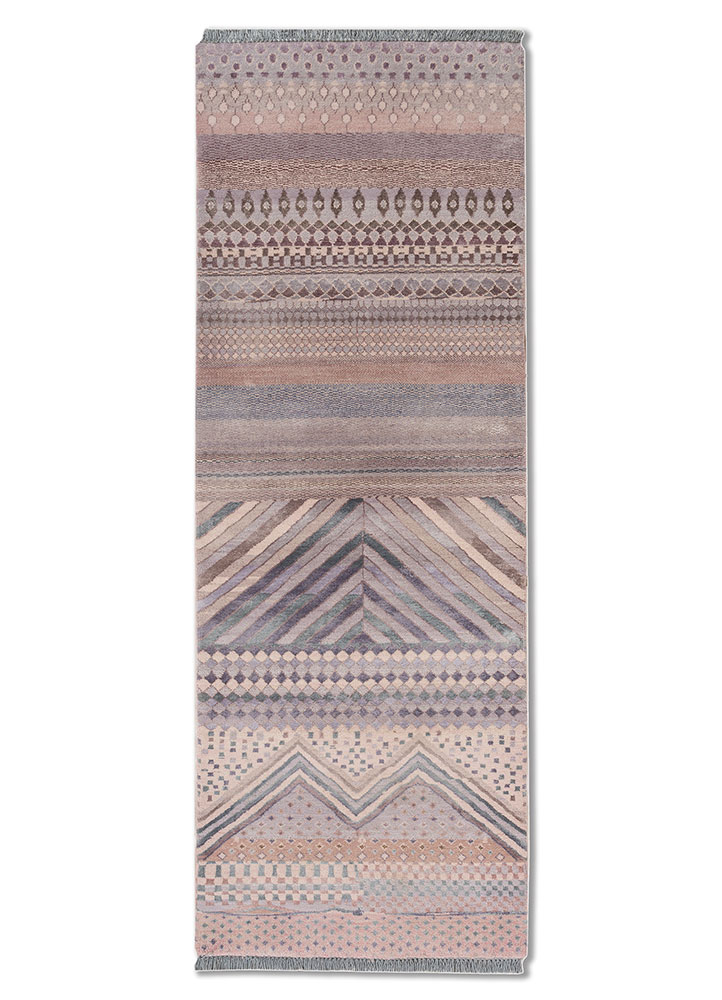 manchaha red and orange wool and bamboo silk hand knotted Rug - HeadShot