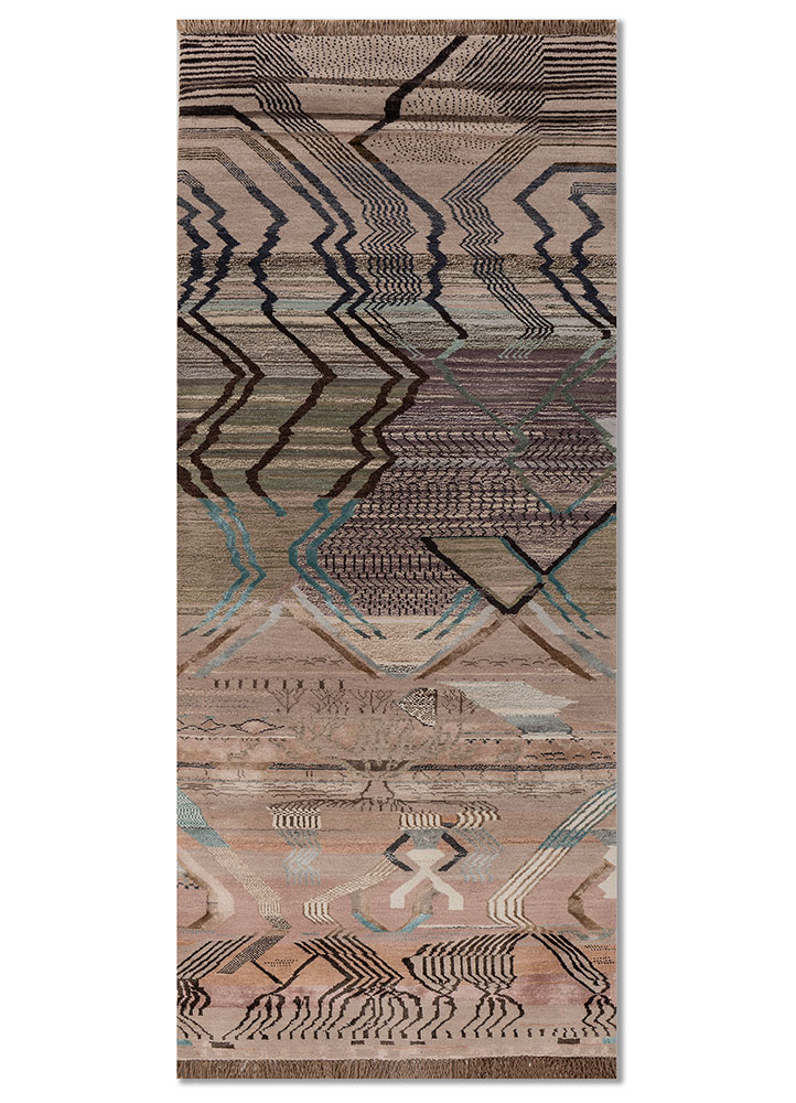 manchaha red and orange wool and bamboo silk hand knotted Rug - HeadShot