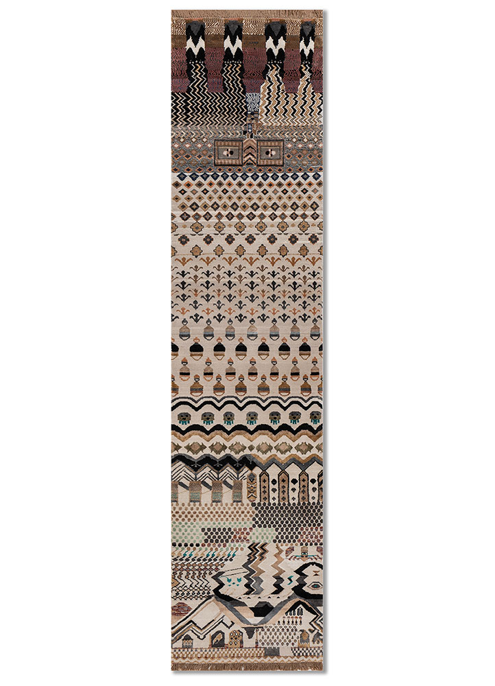 manchaha ivory wool and bamboo silk hand knotted Rug - HeadShot