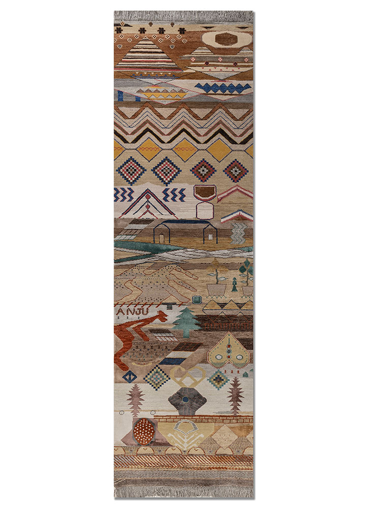 manchaha ivory wool and bamboo silk hand knotted Rug - HeadShot