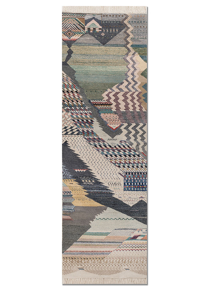 manchaha ivory wool and bamboo silk hand knotted Rug - HeadShot