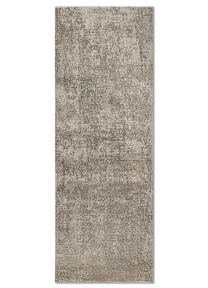 entropy ivory wool and bamboo silk hand knotted Rug - HeadShot