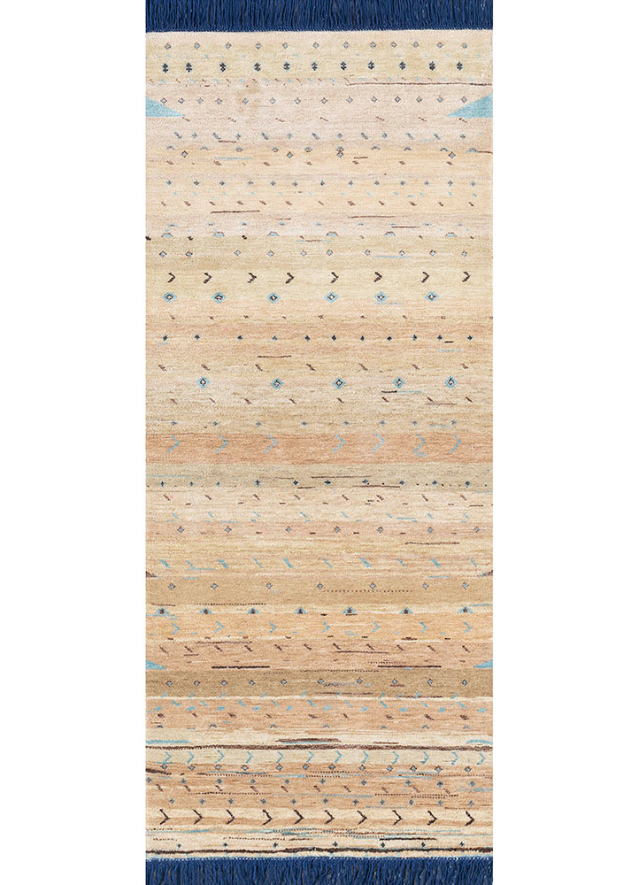 manchaha gold wool and silk hand knotted Rug - HeadShot