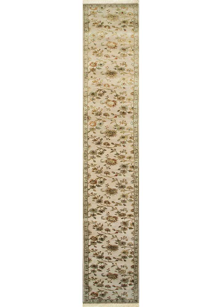 aurora ivory wool and silk hand knotted Rug - HeadShot