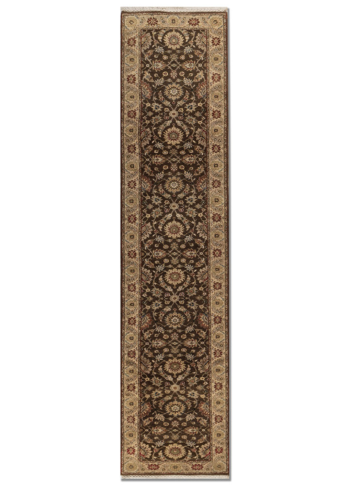 gulnar beige and brown wool hand knotted Rug - HeadShot