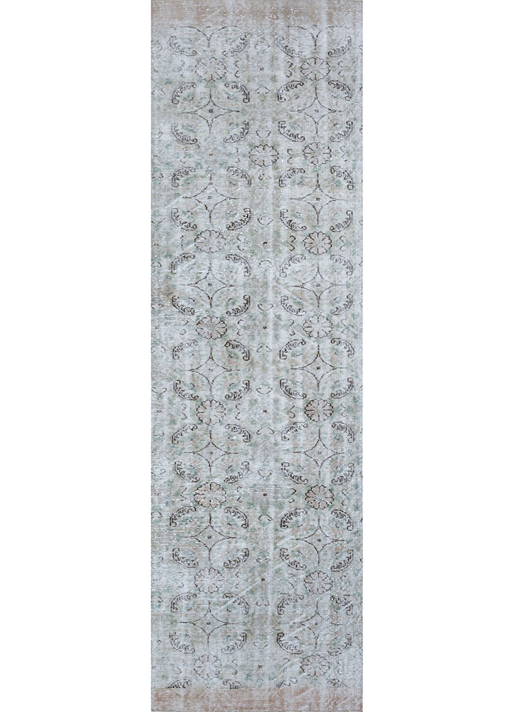 vintage grey and black wool hand knotted Rug - HeadShot