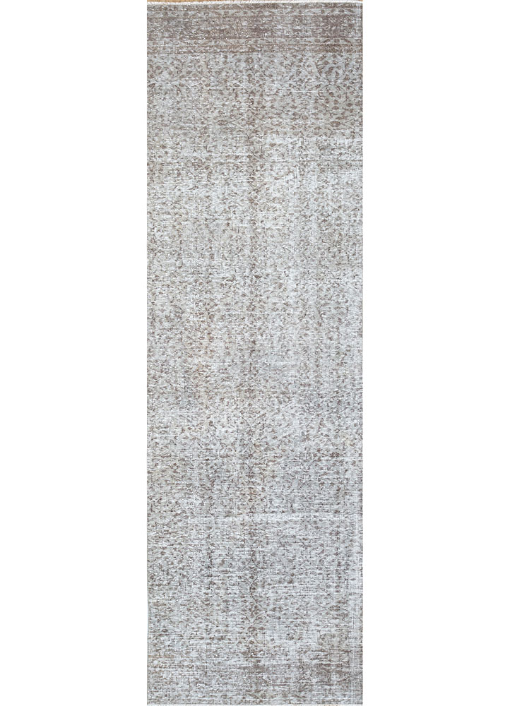 vintage grey and black wool hand knotted Rug - HeadShot