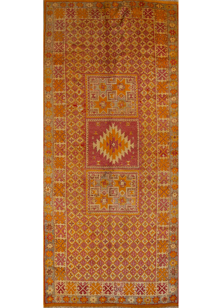 nuray red and orange wool hand knotted Rug - HeadShot
