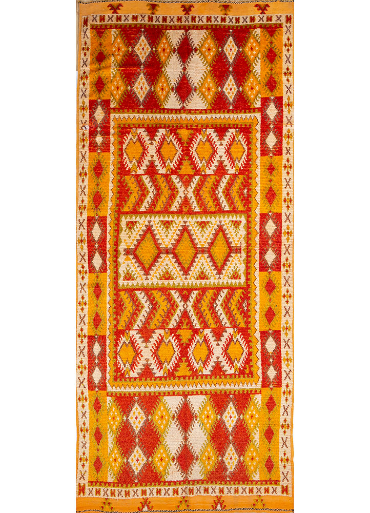 nuray red and orange wool hand knotted Rug - HeadShot