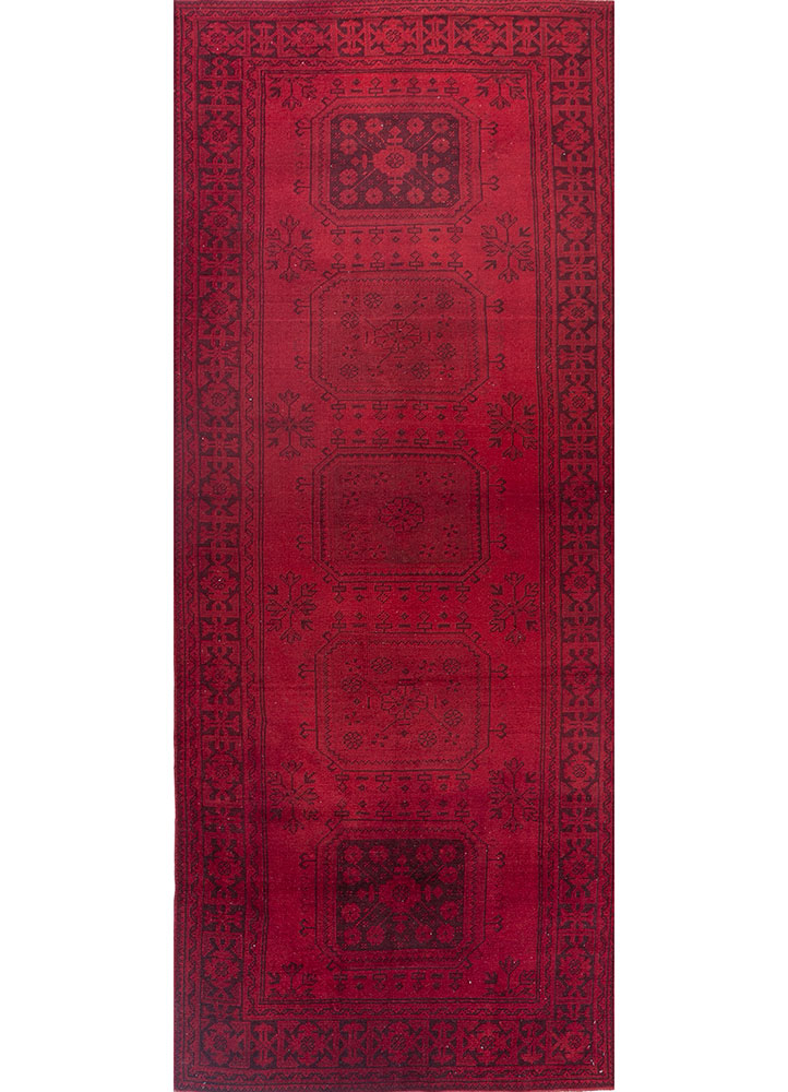 lacuna red and orange wool hand knotted Rug - HeadShot
