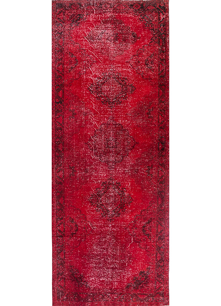 lacuna red and orange wool hand knotted Rug - HeadShot