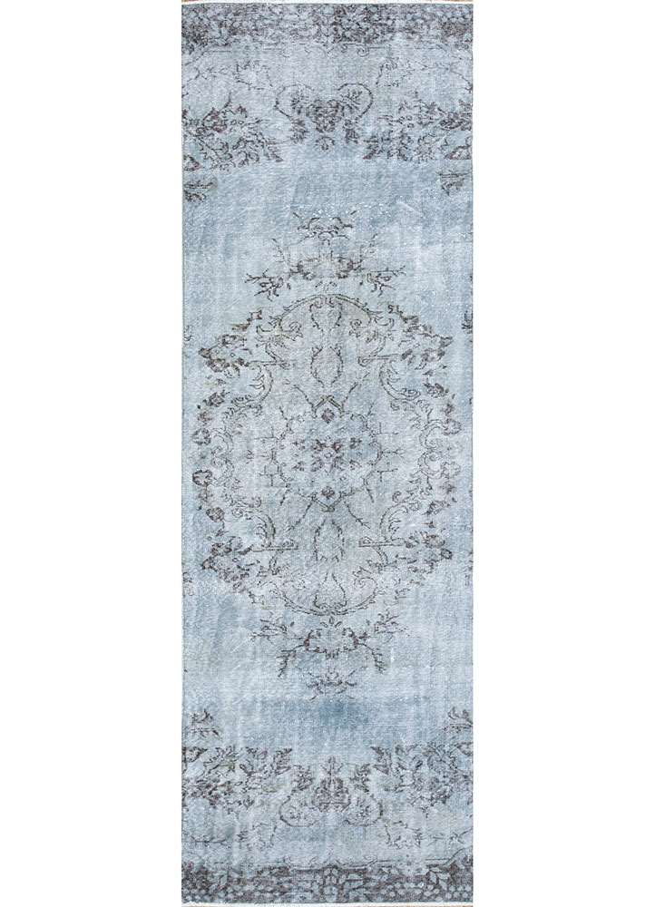 vintage blue wool hand knotted Rug - HeadShot