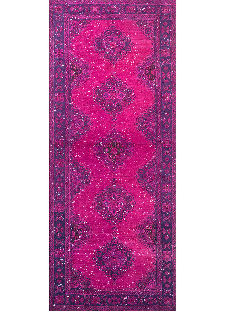 lacuna pink and purple wool hand knotted Rug - HeadShot