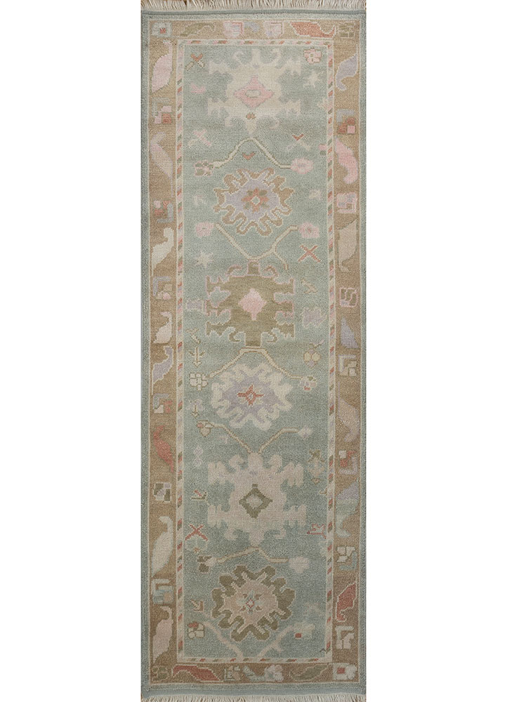 cyanna blue wool hand knotted Rug - HeadShot