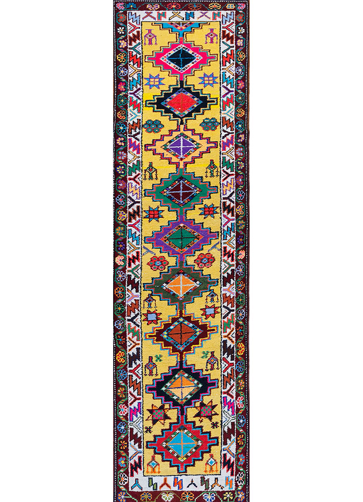 nuray gold wool hand knotted Rug - HeadShot