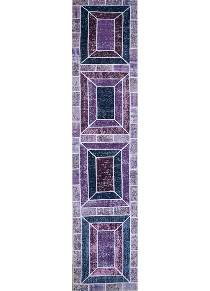 provenance pink and purple wool hand knotted Rug - HeadShot