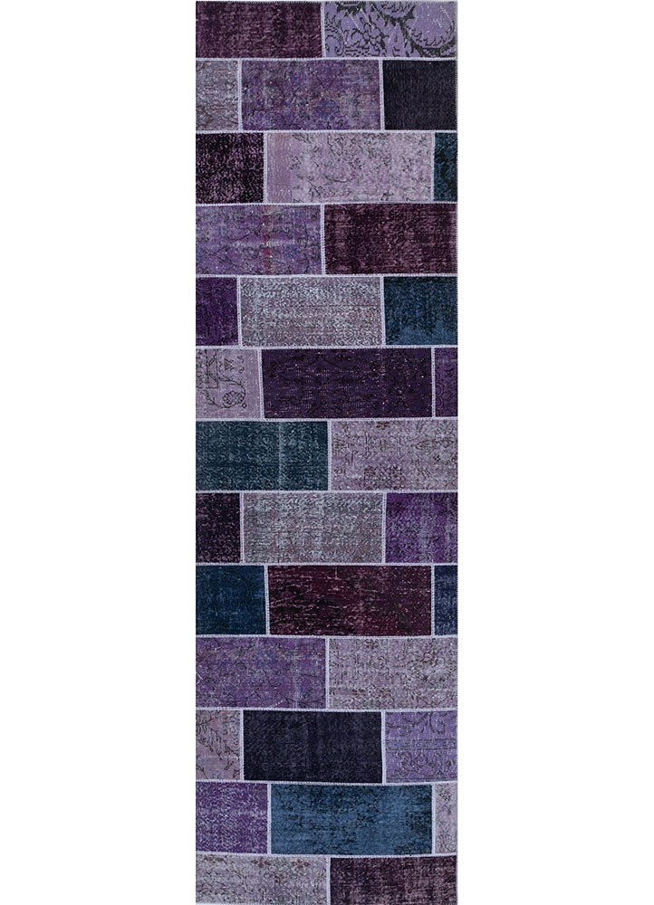 provenance pink and purple wool hand knotted Rug - HeadShot