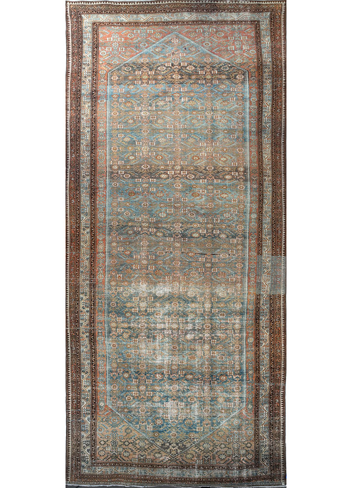aalam beige and brown wool hand knotted Rug - HeadShot
