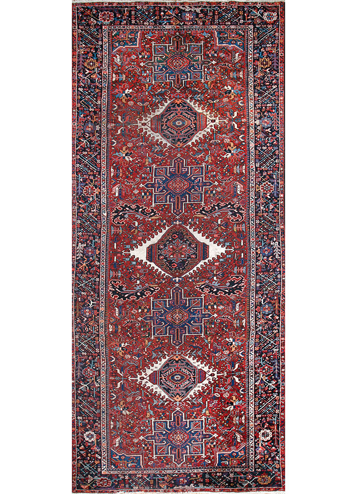 nuray red and orange wool hand knotted Rug - HeadShot