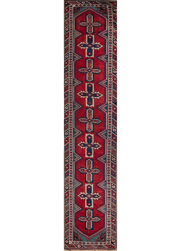 nuray red and orange wool hand knotted Rug - HeadShot