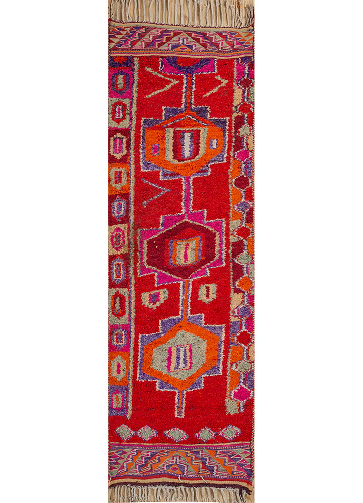 nuray red and orange wool hand knotted Rug - HeadShot