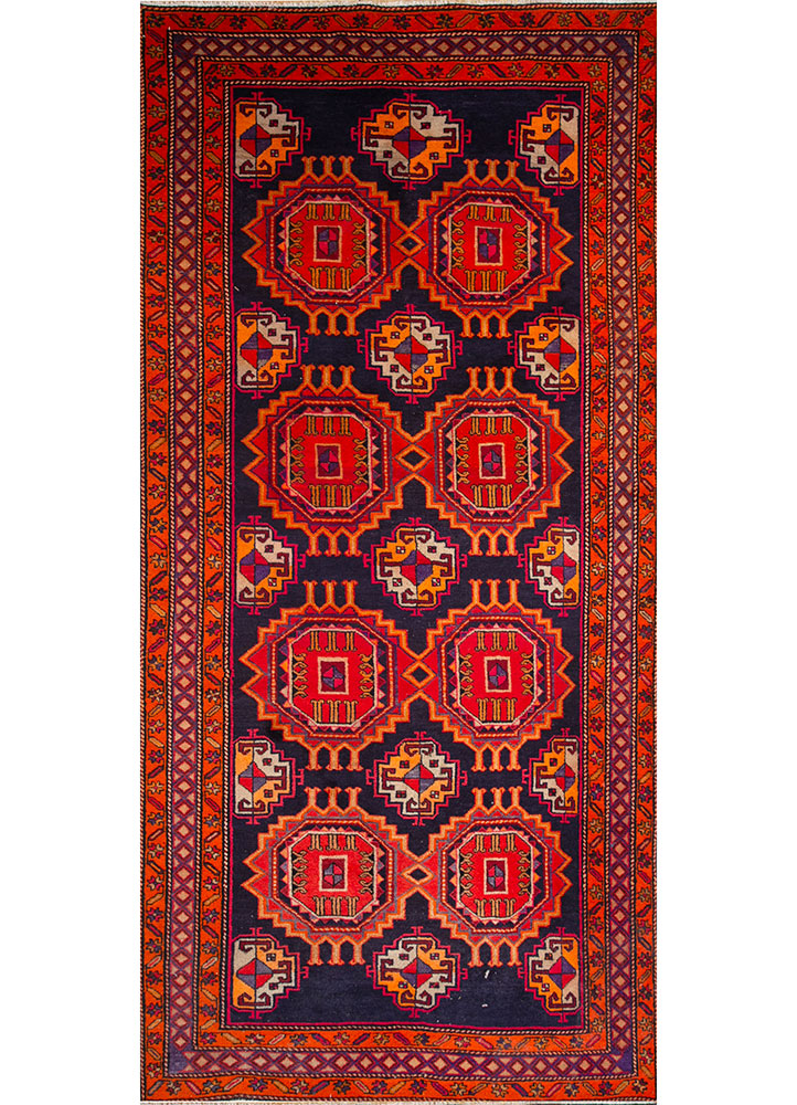 nuray blue wool hand knotted Rug - HeadShot