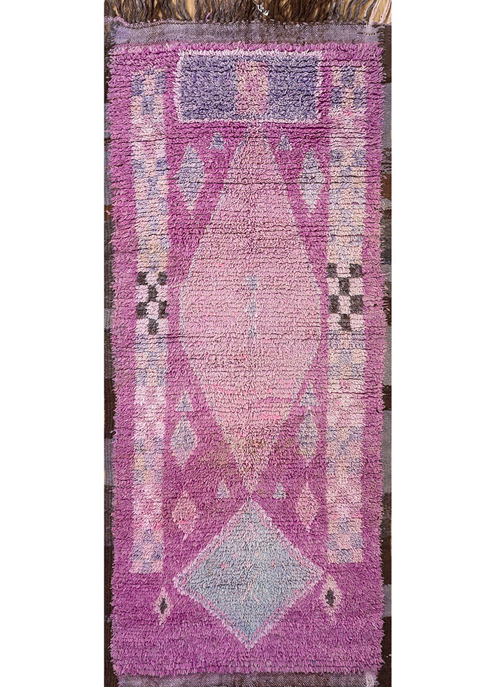 nuray pink and purple wool hand knotted Rug - HeadShot
