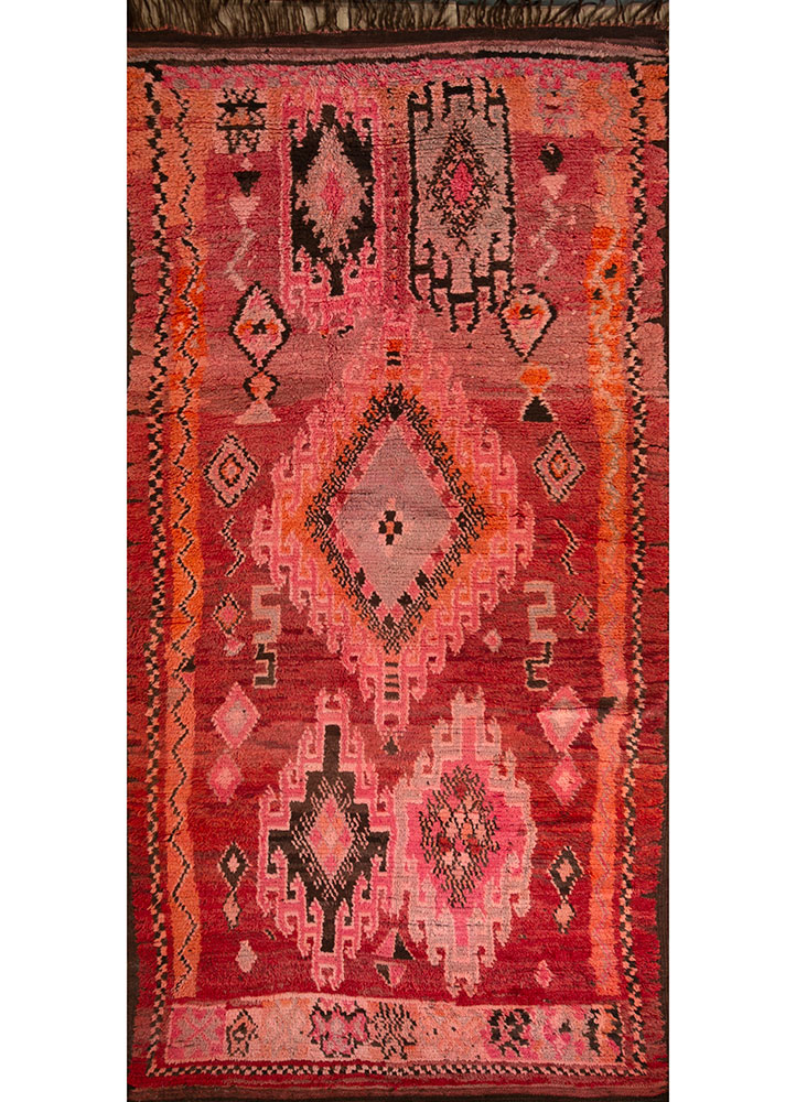 nuray red and orange wool hand knotted Rug - HeadShot