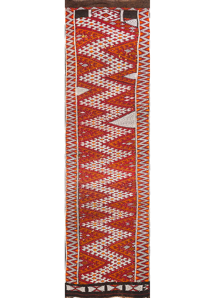 kiaan red and orange wool hand knotted Rug - HeadShot