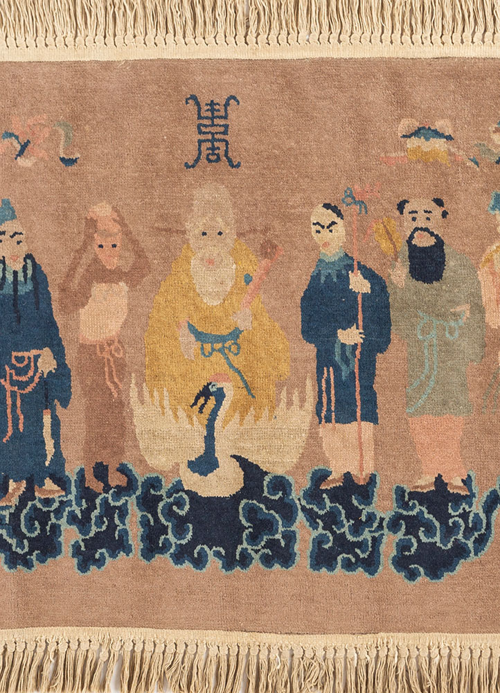 aalam blue wool hand knotted Rug - HeadShot