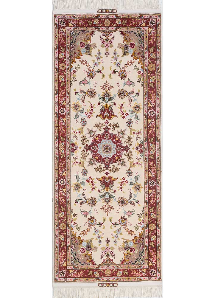 aurora ivory wool and silk hand knotted Rug - HeadShot