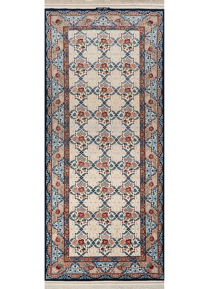aalam blue wool hand knotted Rug - HeadShot