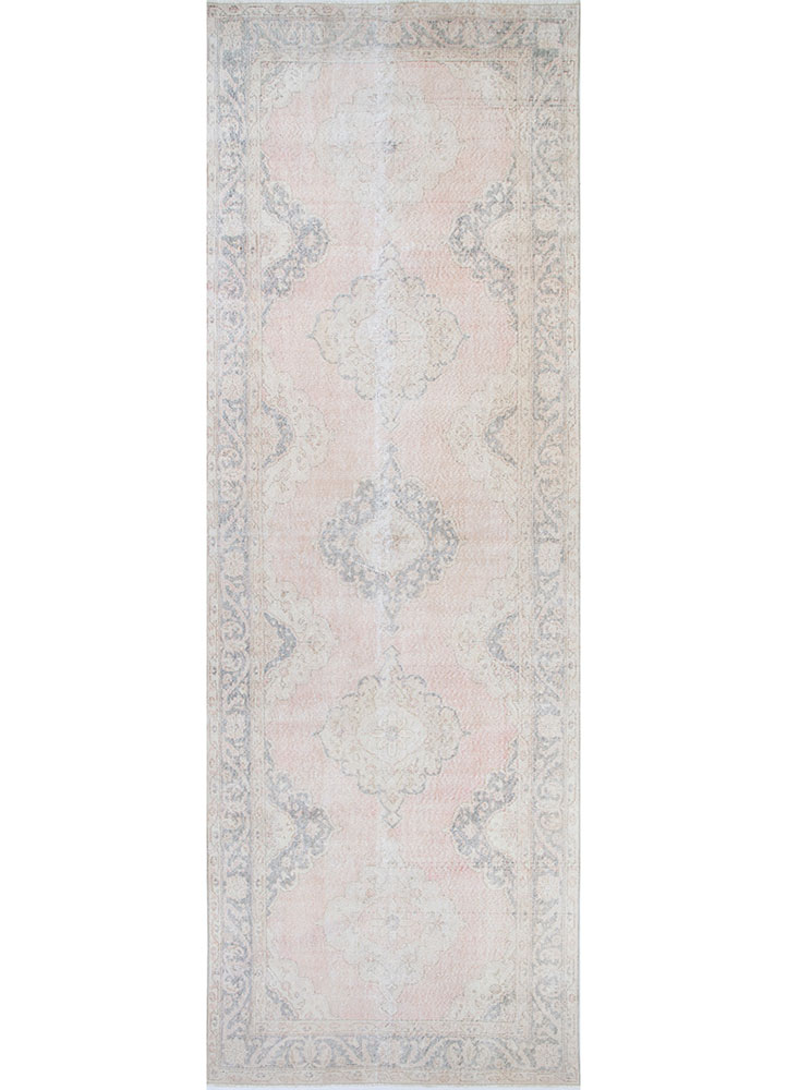 vintage beige and brown wool hand knotted Rug - HeadShot