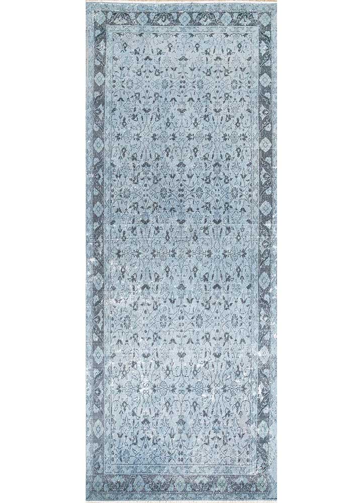 vintage grey and black wool hand knotted Rug - HeadShot