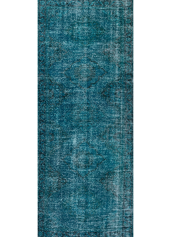 lacuna blue wool hand knotted Rug - HeadShot