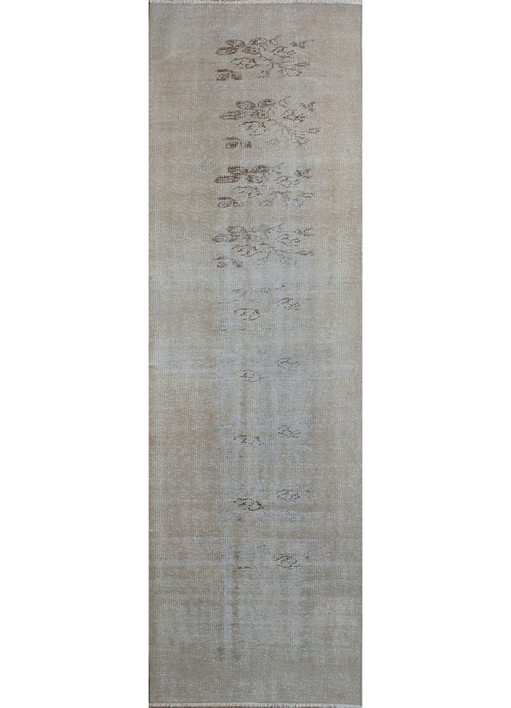 vintage beige and brown wool hand knotted Rug - HeadShot