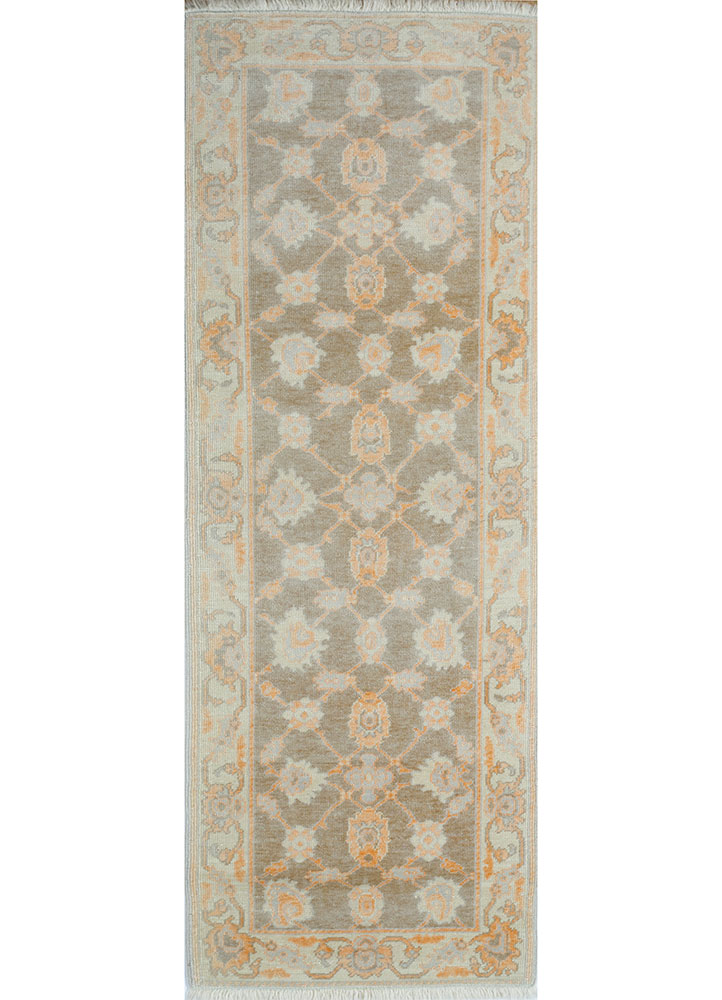 aalam green wool hand knotted Rug - HeadShot