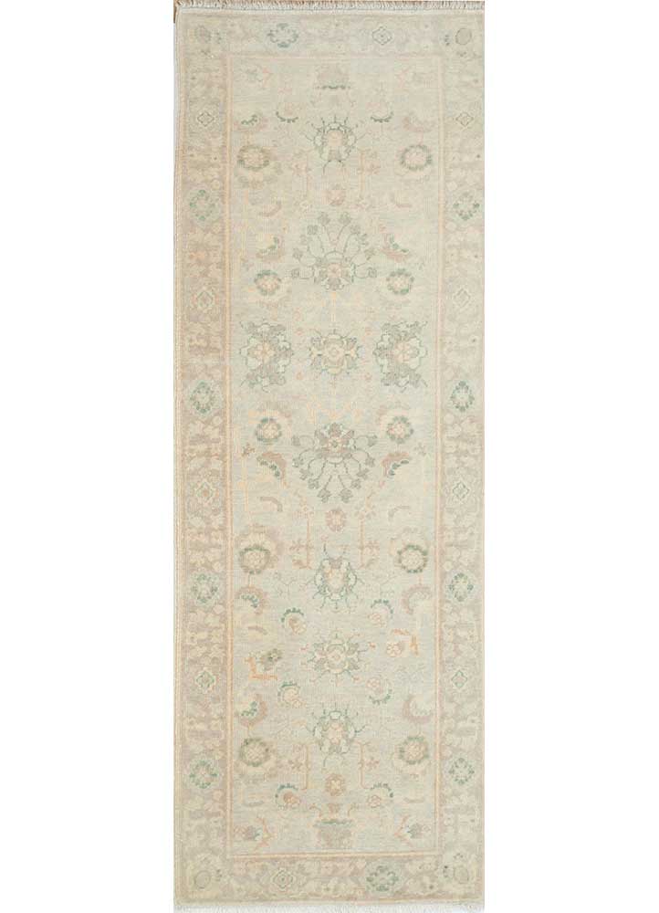 aalam green wool hand knotted Rug - HeadShot