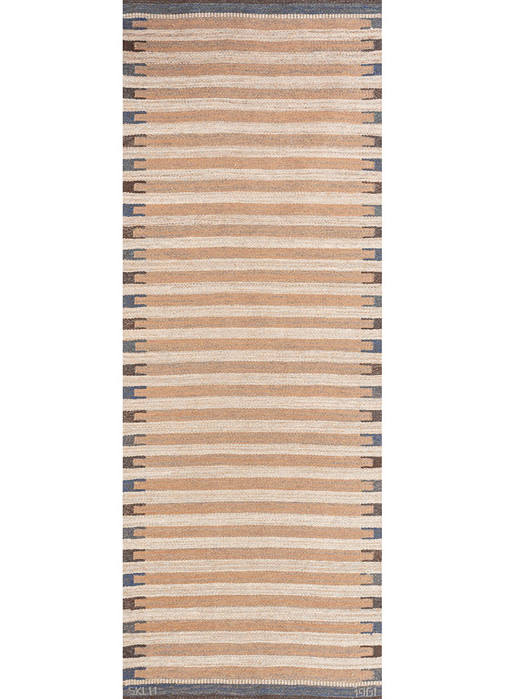 nayaab beige and brown wool flat weaves Rug - HeadShot